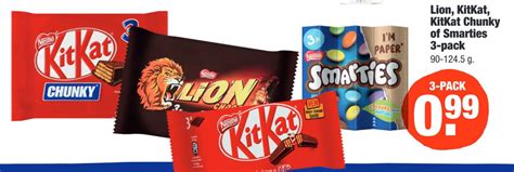 Lion Kitkat Kitkat Chunky Of Smarties Aanbieding Bij Aldi