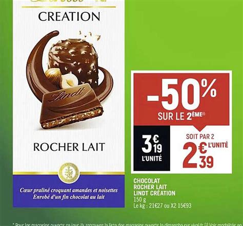 Promo Chocolat Rocher Lait Lindt Cr Ation Chez Vival Icatalogue Fr