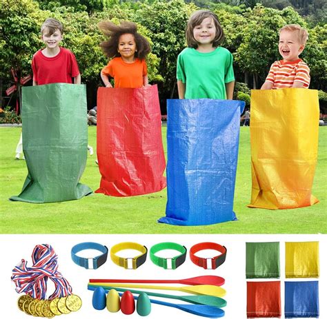 20pcs Outdoor Games Potato Sack Race Bag 3 Legged Race Bands With Egg