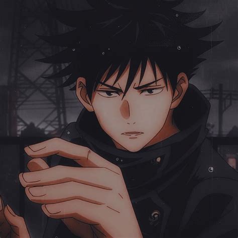 An Anime Character With Black Hair Holding His Hand Up To The Camera