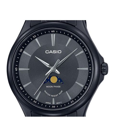 Reloj Casio Est Ndar Anal Gico Con Fase Lunar Y Esfera Negra De Cuarzo