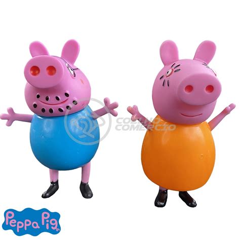 Kit Brinquedos Infantil 4 Bonecos Familia Peppa Pig George Pig Papai