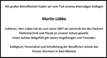 Traueranzeigen Von Martin L Bke Sh Z Trauer