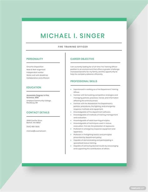 Fire Safety Officer Resume In Pages Word Download