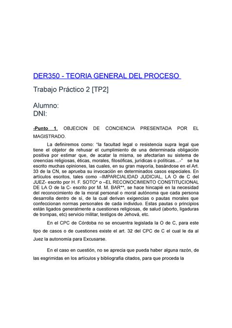 Practico 2° Teoría G Del Proceso Der350 Teoria General Del