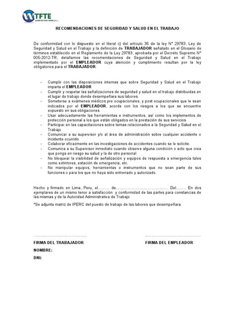 Recomendaciones De Sst Pdf