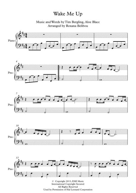 Wake Me Up By Avicii Easy Piano Digital Sheet Music Sheet Music Plus