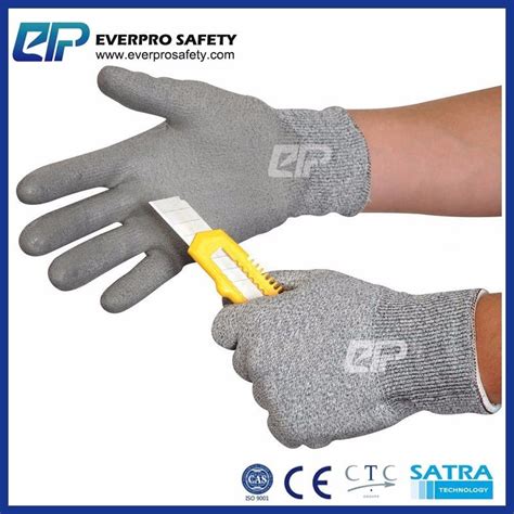 EN388 4542 Fortelinea Cut 5 HPPE Fiberglass Liner PU Coated Hand Glove