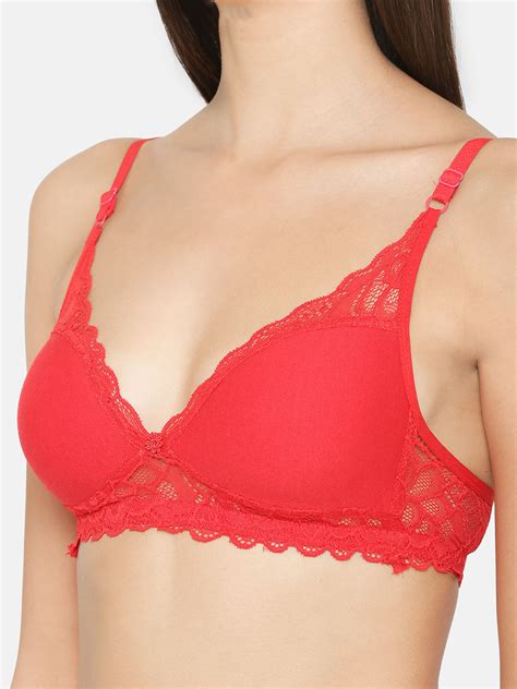 Abelino Red Non Wired Non Padded Half Coverage Lace Bra Red Buy Abelino Red Non Wired Non