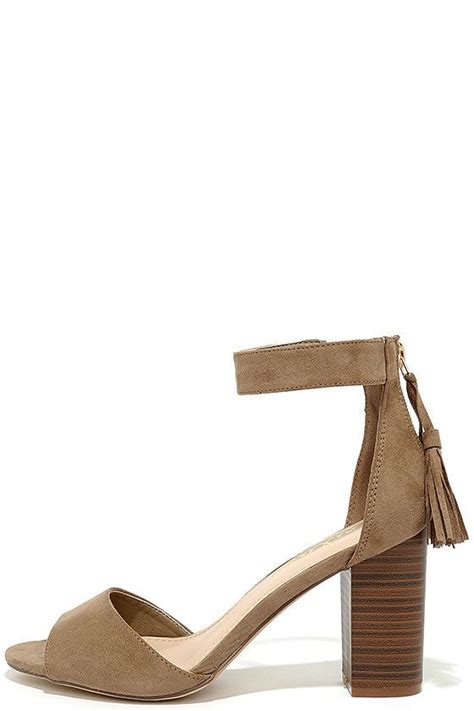 Zoey Taupe Suede Ankle Strap Heels Heels Ankle Strap Strap Heels