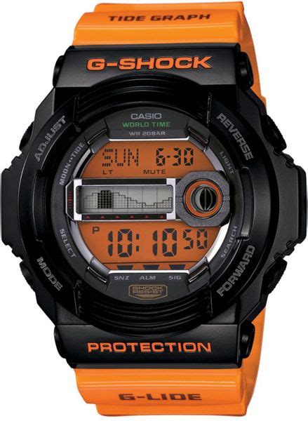 G Shock Mens Digital Tidegraph Orange Resin Strap Watch In Orange For