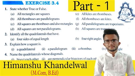 Class Math Chapter Understanding Quadrilateral Exercise