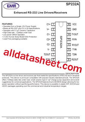 Sp Aep Datasheet Pdf Exar Corporation