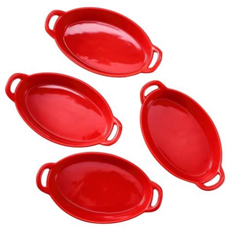 Bruntmor 8 X5 Red Oval Ceramic Deep Dish Pie Pan Set Of 4 8 X 5 Kroger