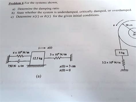 Problem 6 For The Systems Shown A Determine The Damping Ratio B State Whether The System Is