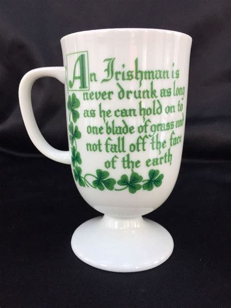 Vintage Irish Coffee Mug With Quote Pedestal Ceramic Cup Irish Quote