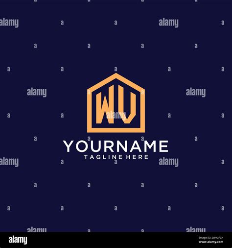 Initial WV Logo With Abstract Home Shape Modern Minimalist Realty Logo