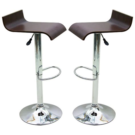 Belita Walnut Wooden Gas Lift Bar Stools In Pair Furniture In Fashion