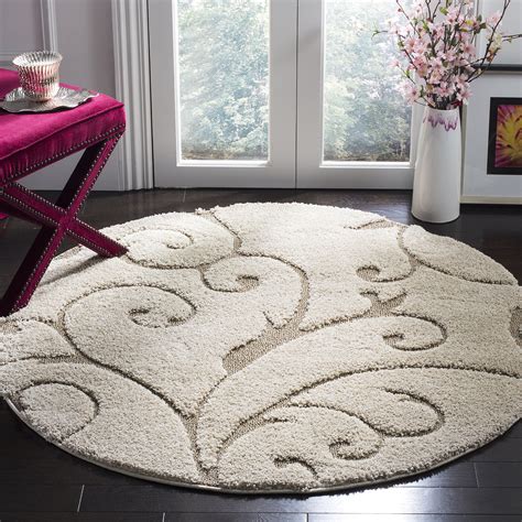 Buy SAFAVIEH Florida Shag Collection Area Rug 6 7 Round Cream