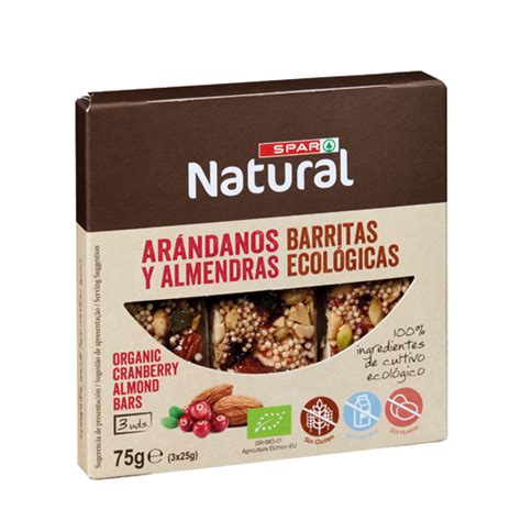 Barritas EcolÓgicas ArÁndanos Y Almendras Spar Natural 3 Und 75 Grs