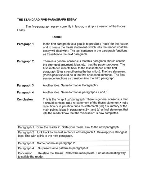 Standard Five Paragraph Essay Pdf