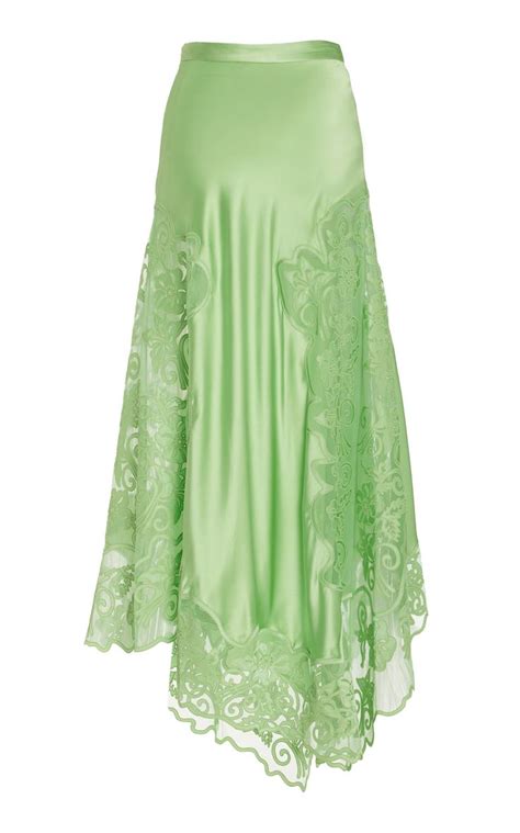 Cressida Lace Trimmed Silk Midi Skirt By Ulla Johnson Moda Operandi