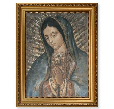 Our Lady Of Guadalupe Gold Wood Framed Canvas Art Buy Religious