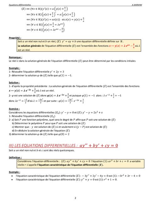 Équations Différentielles Cours 1 Alloschool