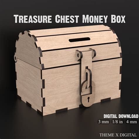 Pirate Treasure Chest Money Box Svg Laser Cutting Files Kids Piggy Bank