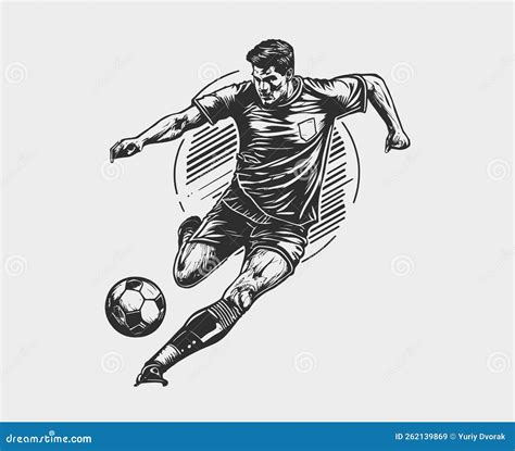 Ilustração Do Vetor De Bola De Chute Do Jogador De Futebol Desenho Do