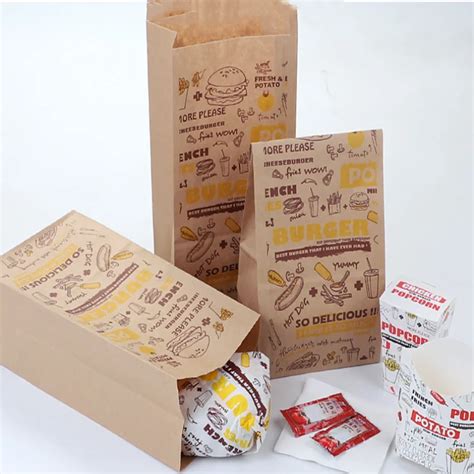 Custom Printed Kraft Paper Bag Food Takeaway Packing Paper Bread Bag