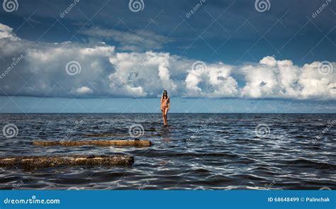 Naked Woman Sunbathing On The Sea Stock Image Image Of Leisure