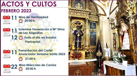 Agenda De Actos Y Cultos Para El Mes De Febrero Hermandad De Los