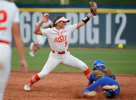 Oklahoma State Vs Kansas In The 2023 Big 12 Softball Tournament