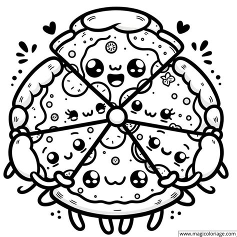 Coloriage Pizza Kawaii Amicale Imprimer Gratuitement