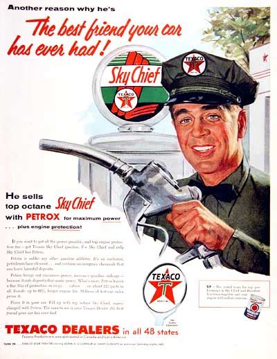 1955 Texaco Top Octane Sky Chief Gasoline Vintage Ad