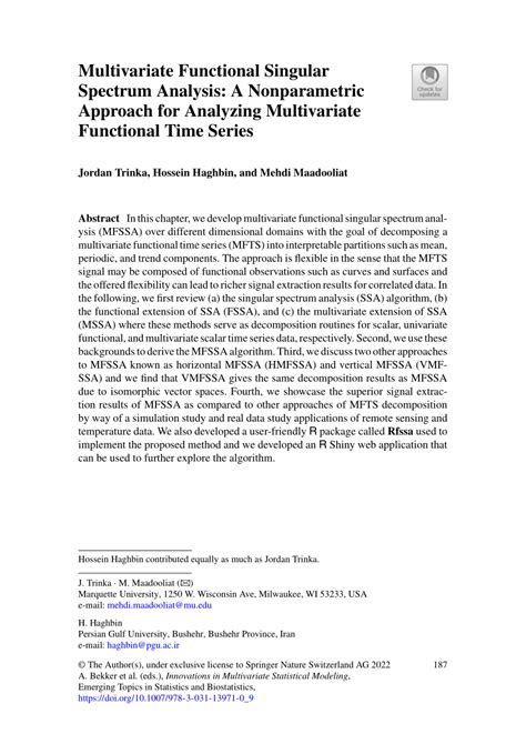 PDF Multivariate Functional Singular Spectrum Analysis A