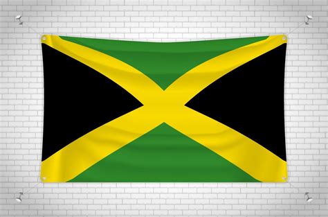 Bandeira Da Jamaica Pendurada Na Parede De Tijolos Desenho D