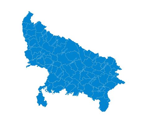 Premium Vector Sky Blue Color Uttar Pradesh Map Political And