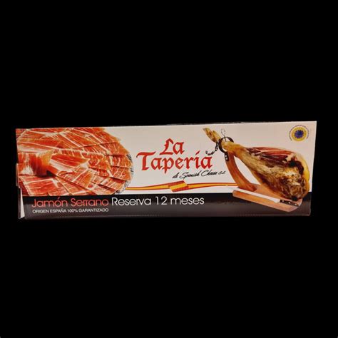 JAMÓN SERRANO RESERVA 12 MESES Con jamonero y cuchillo