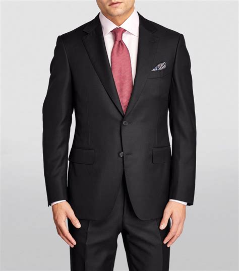 Mens Canali Navy Wool Piece Suit Harrods Uk