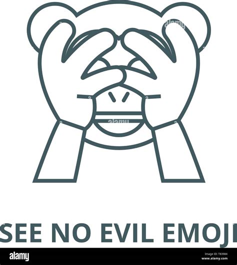 See No Evil Emoji Vector Line Icon Linear Concept Outline Sign