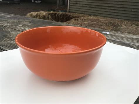 2019 Dollar Tree Store Royal Norfolk Orange Glazed Ceramic Bowl 103