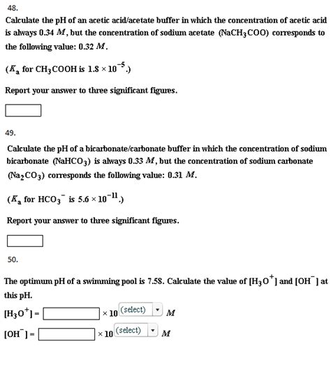 Solved Calculate The Ph Of An Acetic Acid Acetate Buffer In