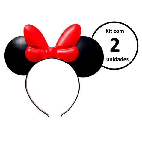 Kit Arquinho De Orelhas Da Minnie Tiara Para Festa Anivers Rio