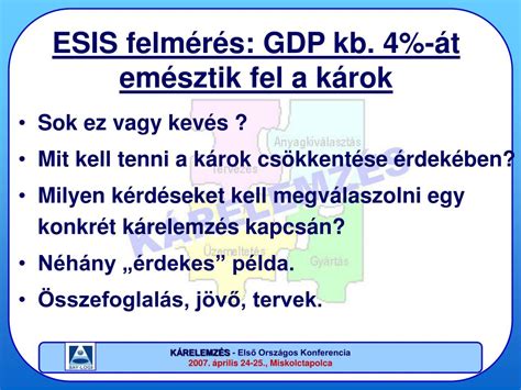 PPT Első Országos Konferencia 2007 április 24 25 Miskolctapolca