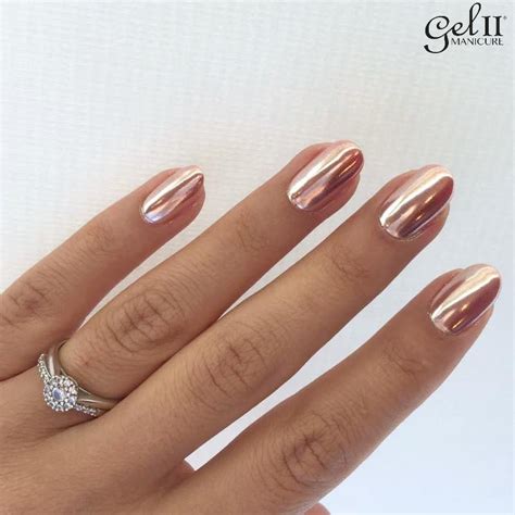 Rose Gold Metallic Nails Nail Art Idea For Short Nails Perfect