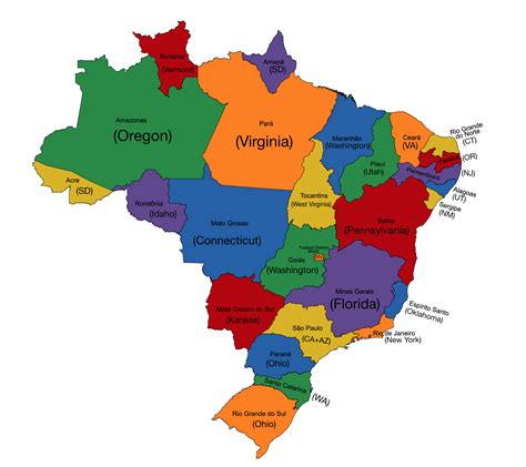 Brazilian States Compared To US States By Population OC R MapPorn