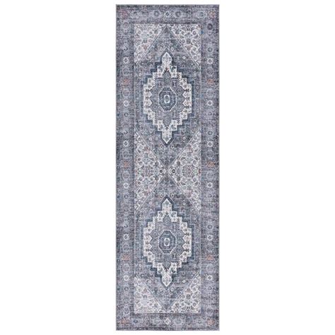 SAFAVIEH Tucson Beige Gray 3 Ft X 8 Ft Machine Washable Ikat Border