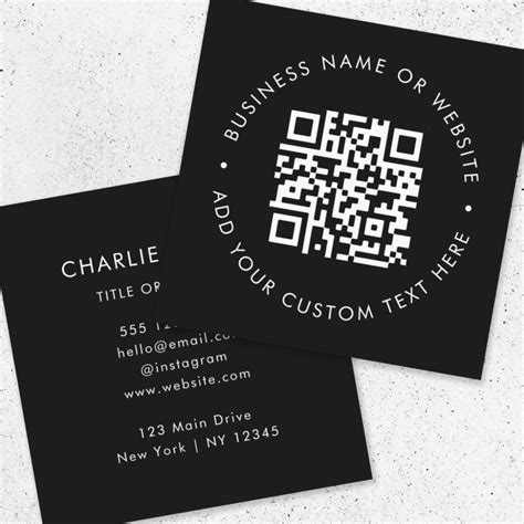 Qr Code Modern Black Professional Scan Me Square Business Card